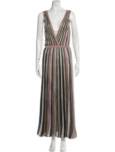 Pre-owned Missoni Striped Long Dress In Green