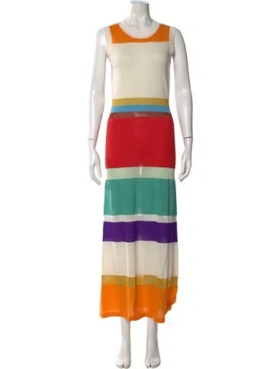 Pre-owned Missoni Striped Long Dress In Neutral