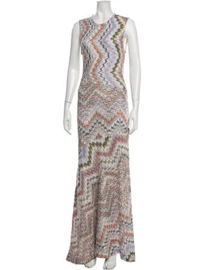 Pre-owned Missoni Striped Long Dress In Neutral