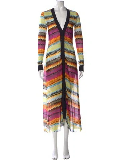 Pre-owned Missoni Striped Long Dress In Orange