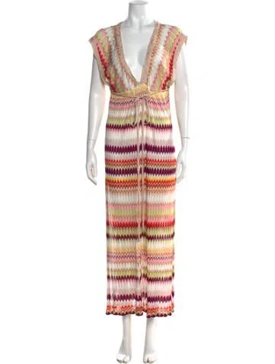 Pre-owned Missoni Striped Long Dress In Pink
