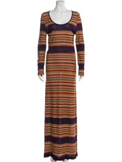 Pre-owned Missoni Striped Long Dress In Purple