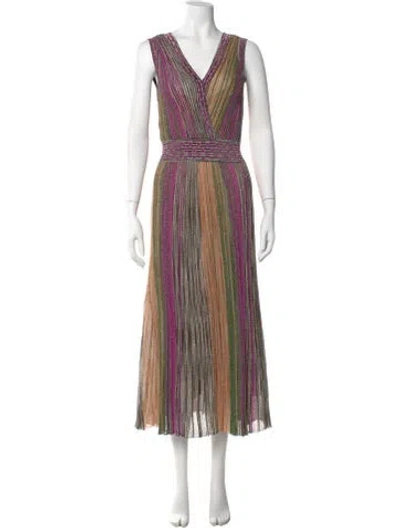 Pre-owned Missoni Striped Long Dress In Purple