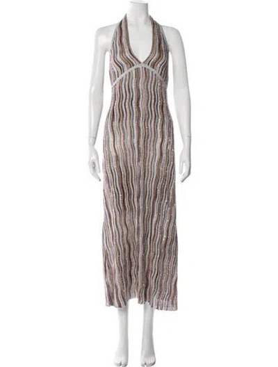 Pre-owned Missoni Striped Long Dress W/ Tags In Multi