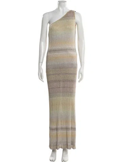 Pre-owned Missoni Striped Long Dress W/ Tags In Neutral