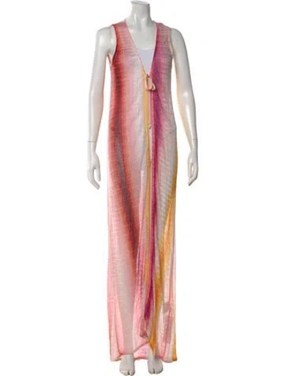 Pre-owned Missoni Striped Long Dress W/ Tags In Pink