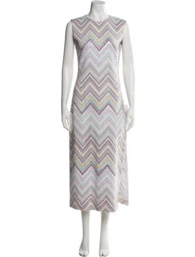 Pre-owned Missoni Striped Long Dress W/ Tags In White