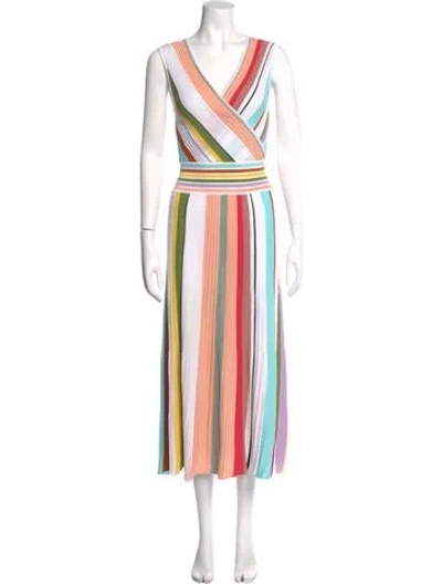 Pre-owned Missoni Striped Long Dress In White