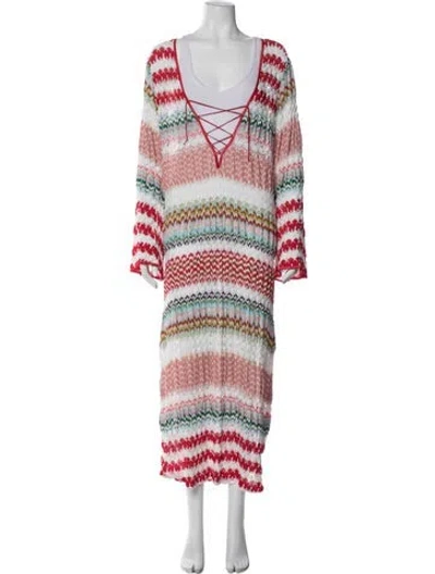 Pre-owned Missoni Striped Long Dress In White