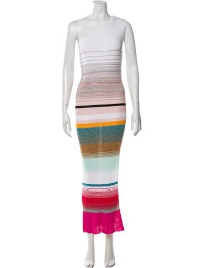Pre-owned Missoni Striped Long Dress In White