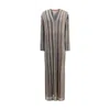 Missoni Long Dress With V-neck And Herringbone Stripe Knit