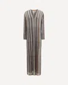 Missoni Long Dress With V-neck And Herringbone Stripe Knit In Multi