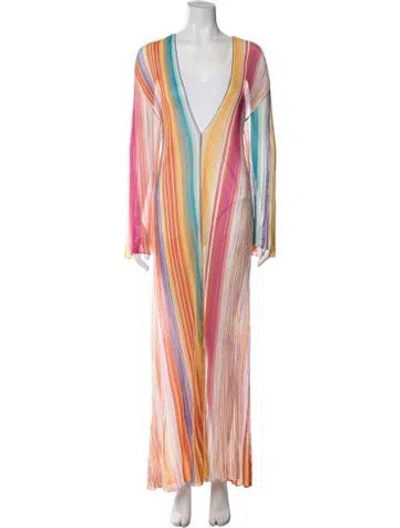 Pre-owned Missoni Striped Long Dress In Yellow