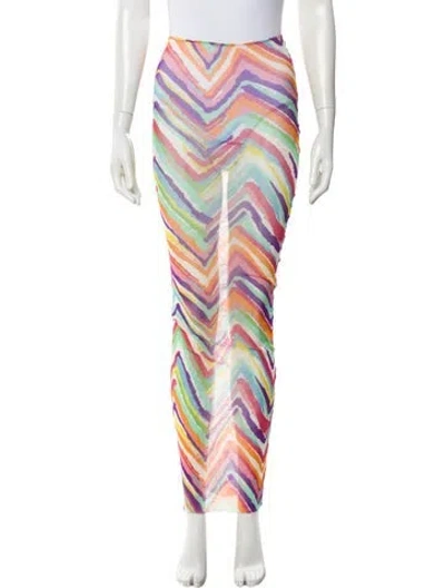 Pre-owned Missoni Striped Long Skirt In Pink