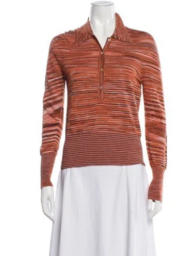 Pre-owned Missoni Striped Long Sleeve Polo In Orange