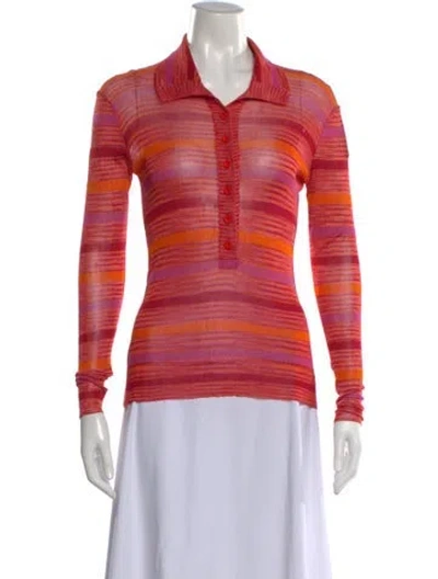 Pre-owned Missoni Striped Long Sleeve Polo In Orange