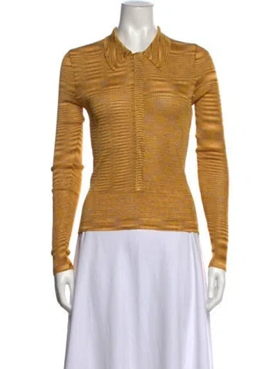 Pre-owned Missoni Striped Long Sleeve Polo In Yellow