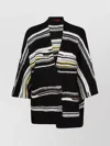 Missoni Open Front Maxi Cardigan With Bold Striped Pattern And Wide Sleeves In Black
