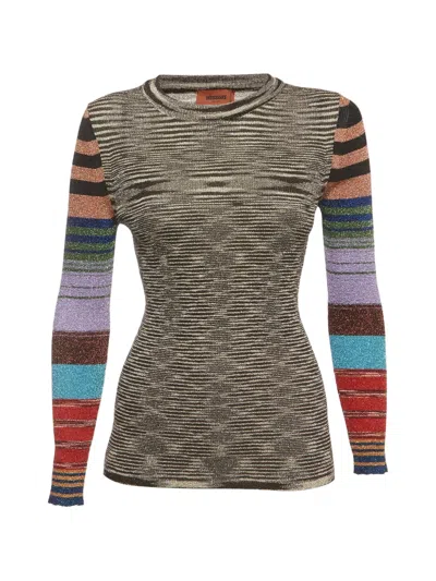 Pre-owned Missoni Striped Long-sleeve Top In Grey