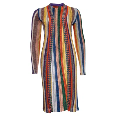 Pre-owned Missoni , Striped Lurex Cardigan. In Brown