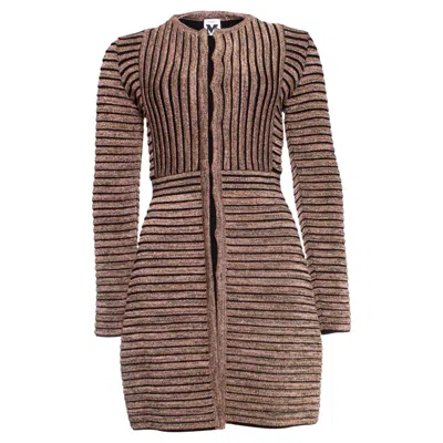 Pre-owned Missoni , Striped Lurex Coat In Brown