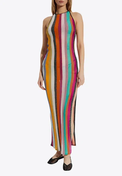 MISSONI STRIPED LUREX KNIT MAXI DRESS