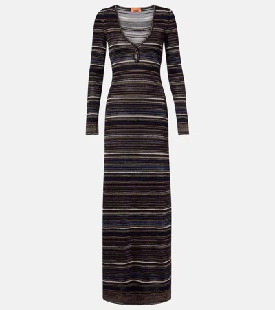 Missoni Striped Maxi Dress In Brown
