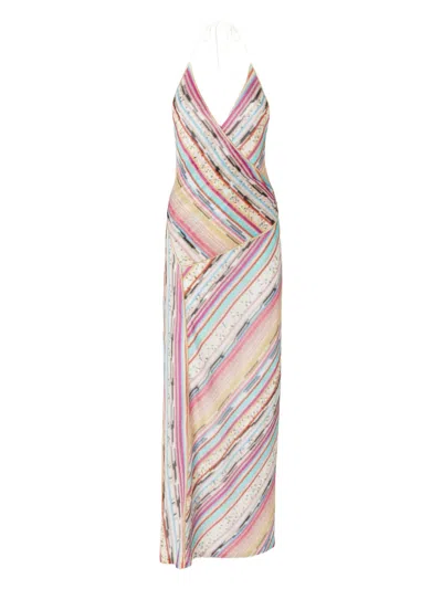 Missoni Striped Maxi Dress In Nude