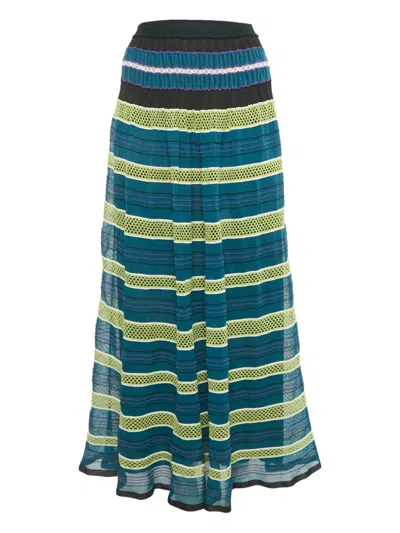 Pre-owned Missoni Striped Maxi Skirt In Blue