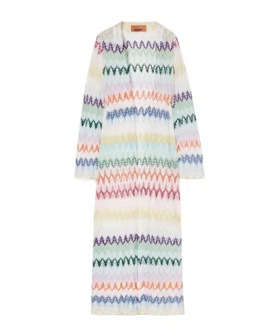 Missoni Striped Metallic Crochet-knit Cardigan In Multi