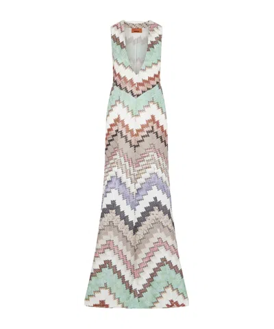 Missoni Striped Metallic Crochet-knit Maxi Dress In Multi