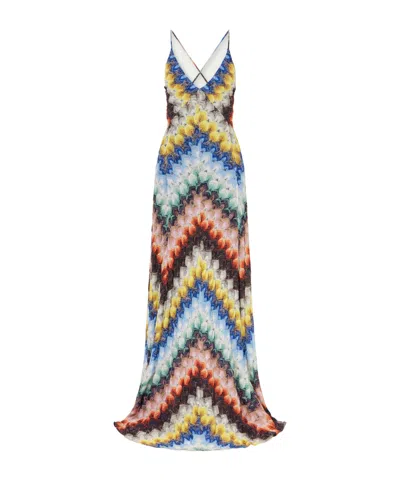 Missoni Striped Metallic Crochet-knit Maxi Dress In Multi