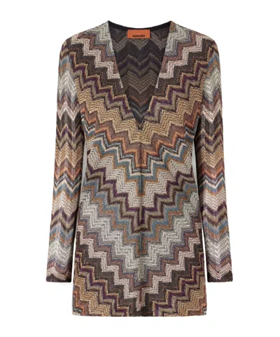 Missoni Striped Metallic Crochet-knit Mini Dress In Multi