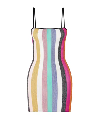 Missoni Striped Metallic Crochet-knit Mini Dress In Multi