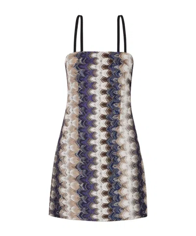 Missoni Striped Metallic Crochet-knit Mini Dress In Multi