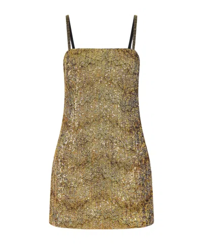 Missoni Striped Metallic Crochet-knit Mini Dress In Neutral