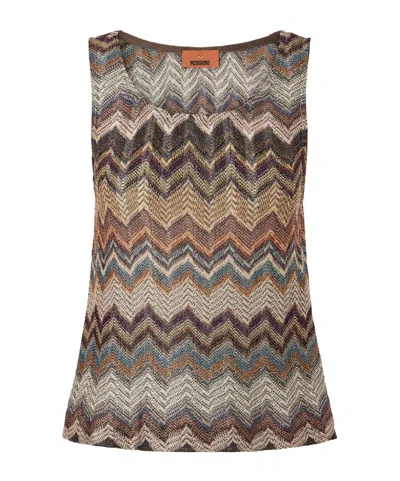 Missoni Striped Metallic Crochet-knit Tank In Multi