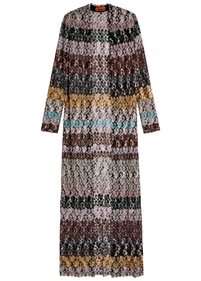 Missoni Striped Metallic-knit Cardigan In Multi