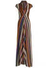 Missoni Stripe Twist Front Raschel Mesh Maxi Dress In Multi