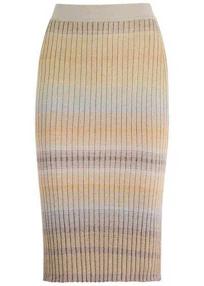 Missoni Striped Metallic-weave Ribbed-knit Midi Skirt In Multicoloured