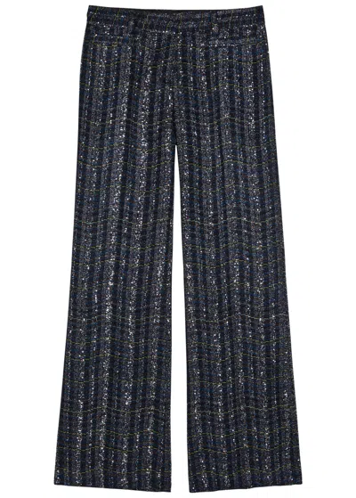 Missoni Striped Metallic-weave Trousers In Blue