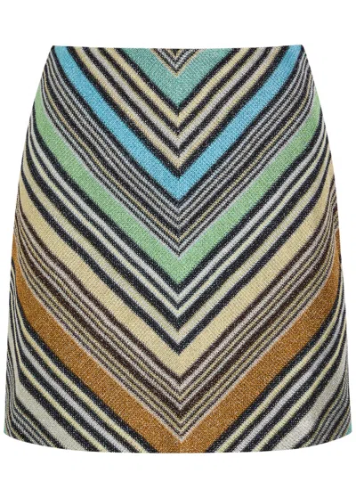 Missoni Striped Metallic-knit Mini Skirt In Multi