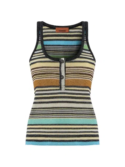 Missoni Striped Metallic-knit Tank Top In Multi