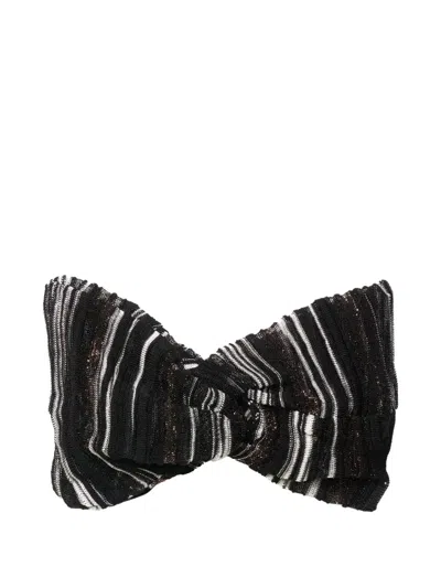 Missoni Striped Metallic-thread Headband In Black