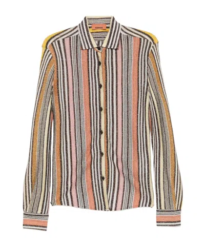 Missoni Long Sleeve Collared Striped Cuffed Shirt In Multi