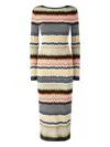 Missoni Long Crew Neck Dress With Chevron Pattern In Multi