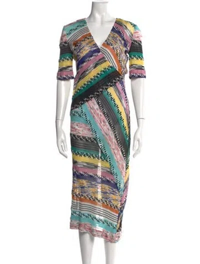 Pre-owned Missoni Striped Midi Length Dress In Black