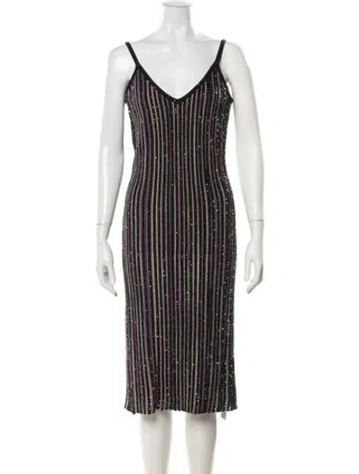 Pre-owned Missoni Striped Midi Length Dress In Black