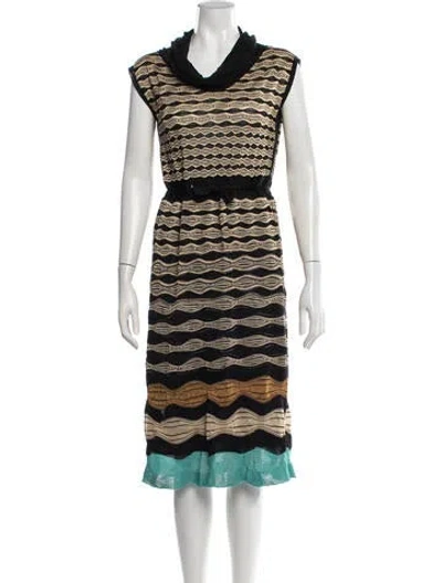 Pre-owned Missoni Striped Midi Length Dress In Black