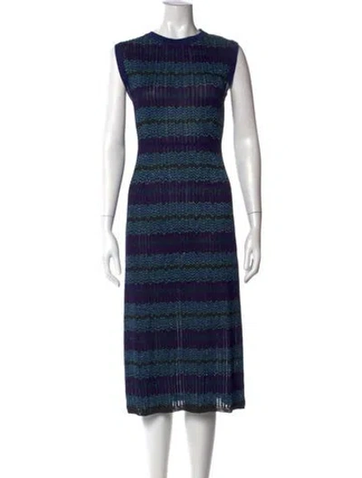 Pre-owned Missoni Striped Midi Length Dress In Blue